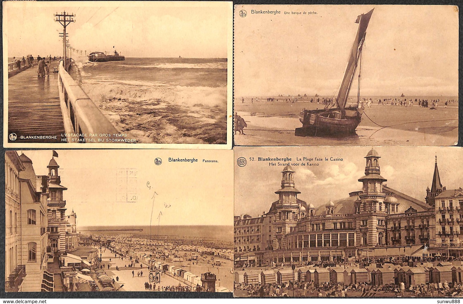 Lot 13 Cartes Blankenberge (animée, Barque De Pêche, VPF, Port, Colorisée, Tennis...) - Blankenberge