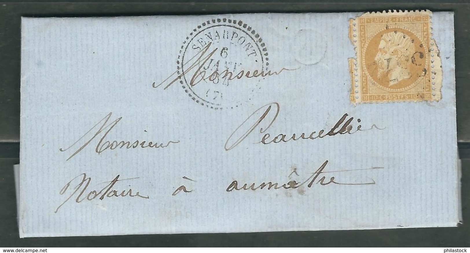 FRANCE 1864 N° 21  S/Lettre Obl. GC 3372 Senarpont (indice 8) - 1862 Napoleon III
