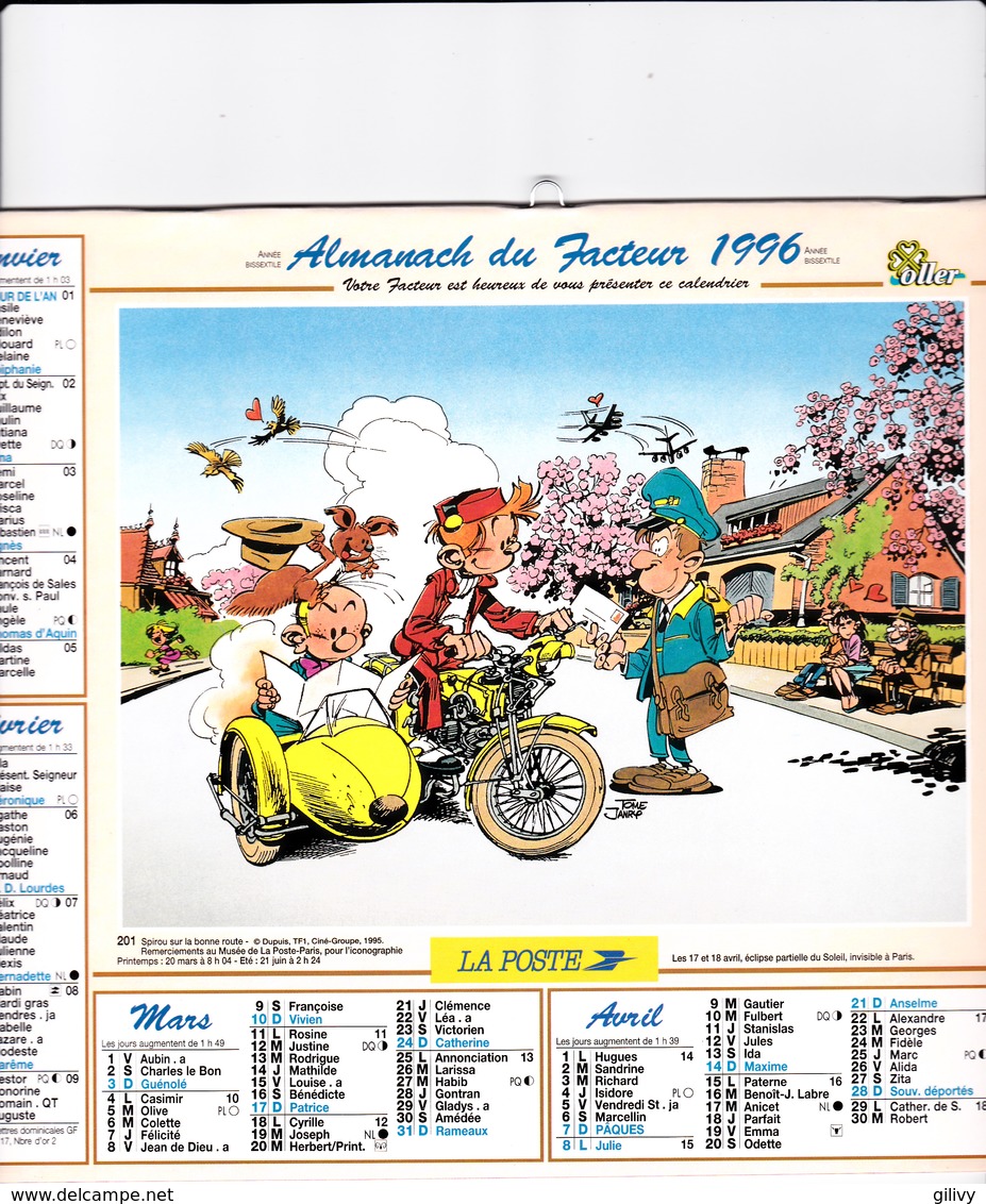 SPIROU ET FANTASIO - Calendrier Des Postes - Grand Format : 1991-00