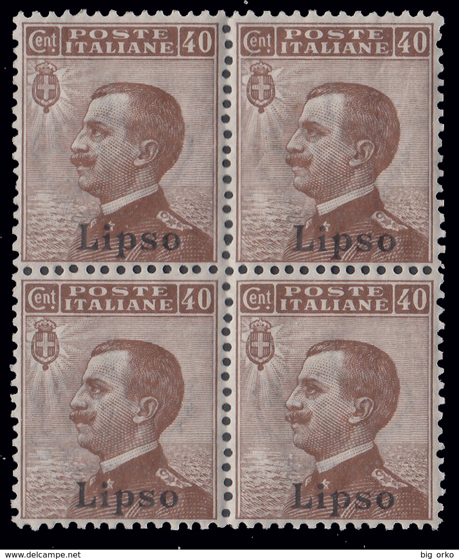 Italia - Isole Egeo:  Lipso - 40 C. Bruno (blocco Di Quattro) - 1912 - Dodekanisos