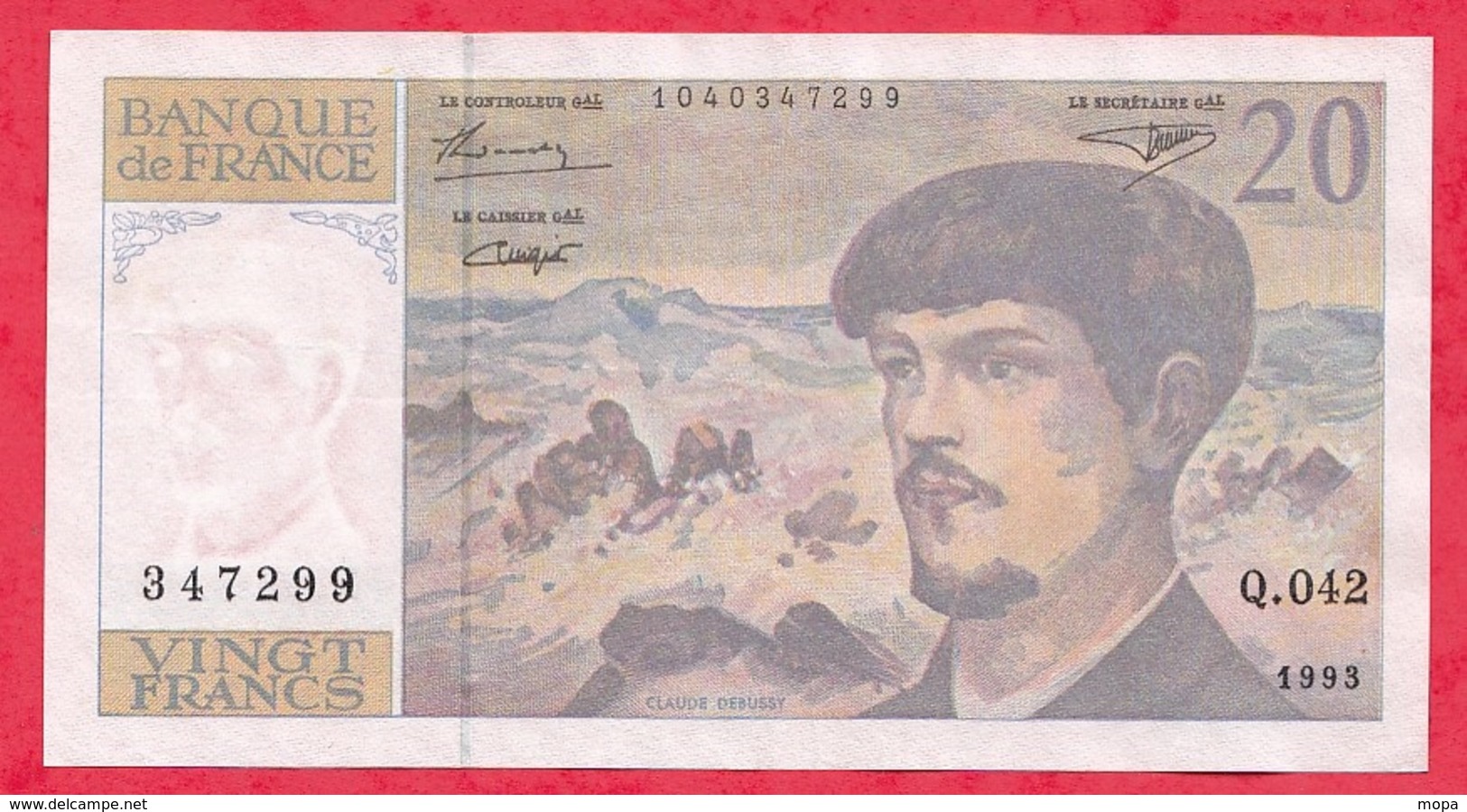 20 Francs "Debussy" 1993 --Série Q.042 ----XF/SUP+ - 20 F 1980-1997 ''Debussy''