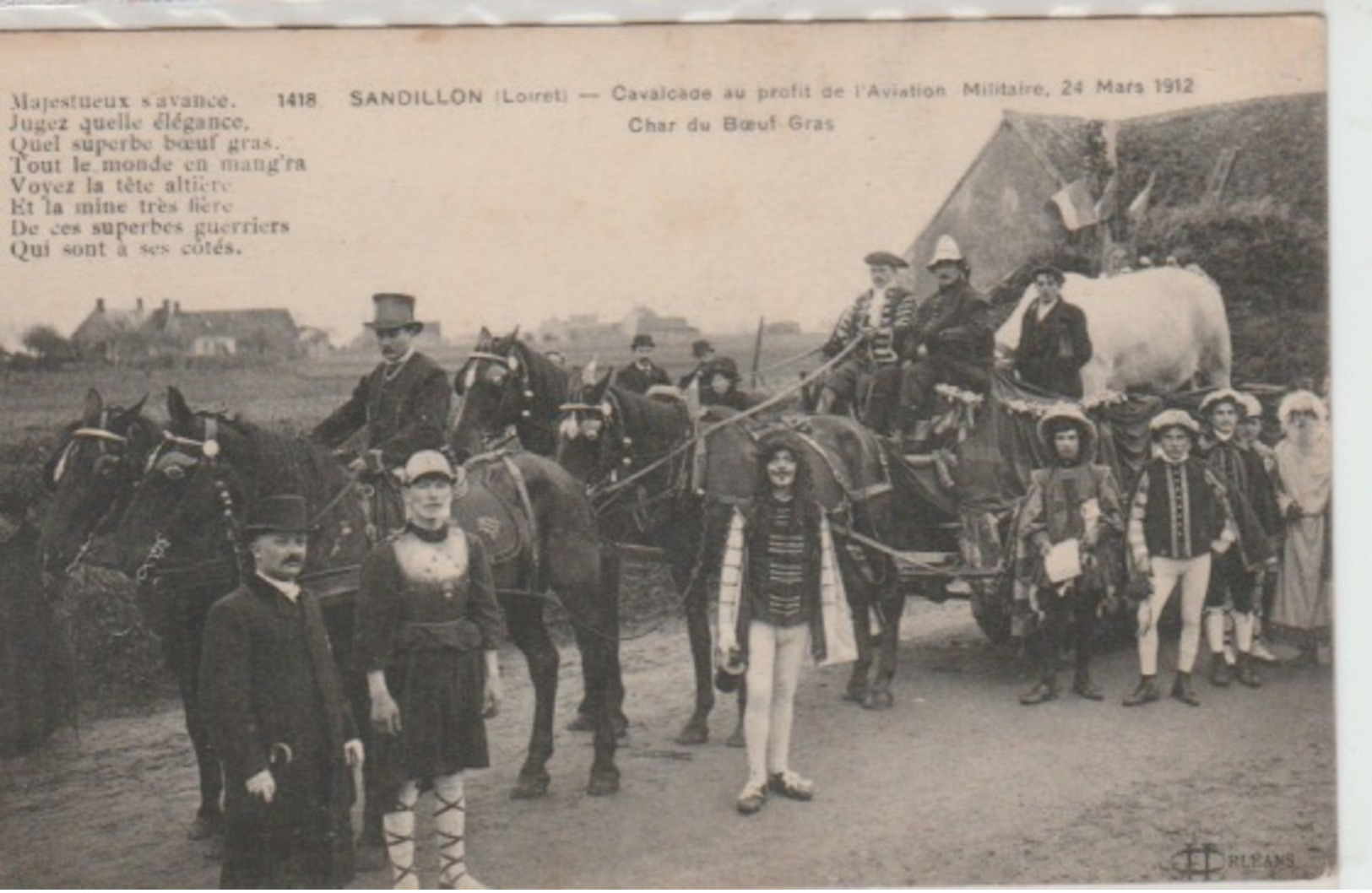 SANDILLON  -  CAVALCADE  AU  PROFIT  DE  L  '  AVIATION  MILITAIRE  24  MARS  1912  -  CHAR  DU  BOEUF  GRAS - Other & Unclassified