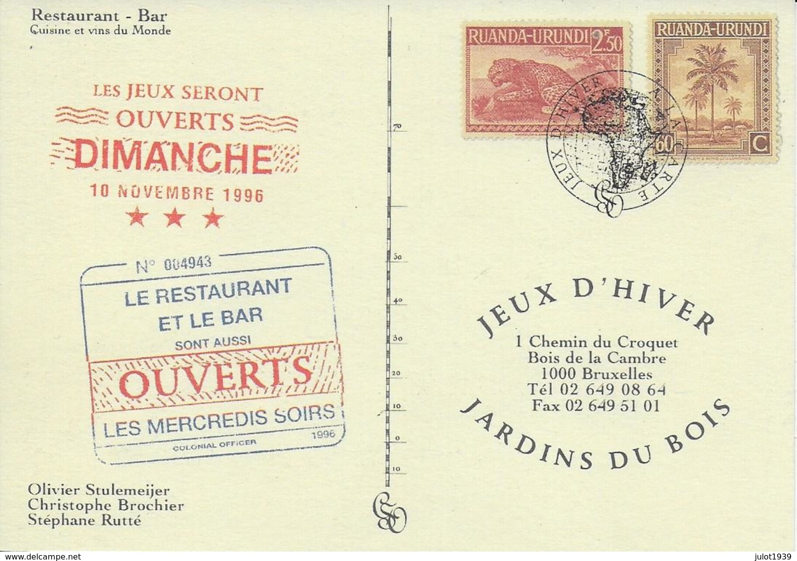 JEUX D' HIVER ..-- RESTAURANT - BAR . Voir Les Scans . Verso . - Cafés, Hôtels, Restaurants