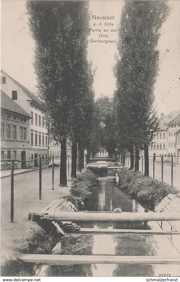 AK Neustadt Orla Partie Gerbergasse Gerberstraße A Börthen Molbitz Moderwitz Weltwitz Neunhofen Burgwitz Bahnpost - Neustadt / Orla