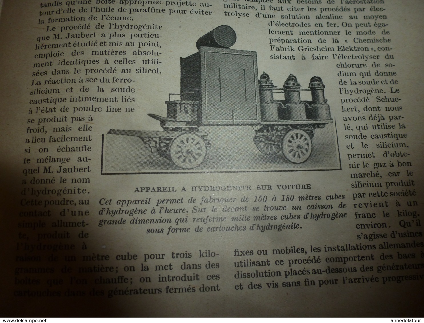 1917 LSELV :La production de l'hydrogène pour les ballons militaires, par Fernand Duhamel, ingén en const aéronautique