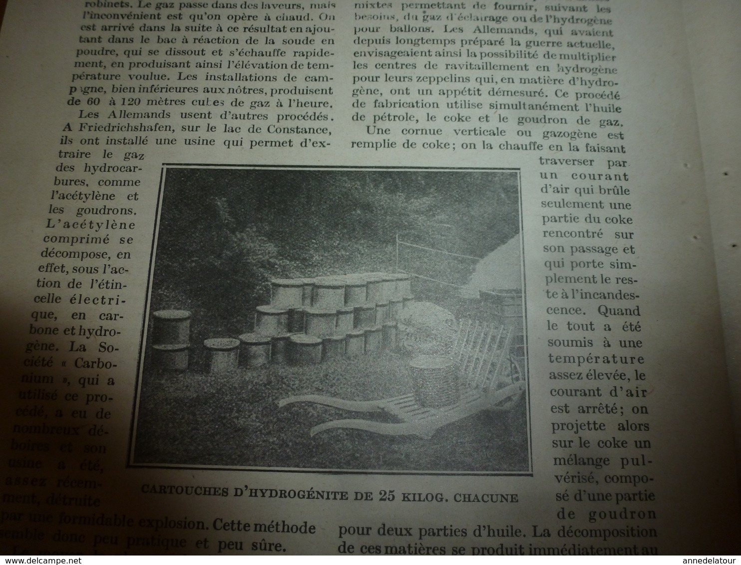 1917 LSELV :La production de l'hydrogène pour les ballons militaires, par Fernand Duhamel, ingén en const aéronautique