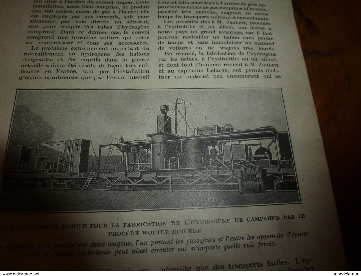 1917 LSELV :La production de l'hydrogène pour les ballons militaires, par Fernand Duhamel, ingén en const aéronautique