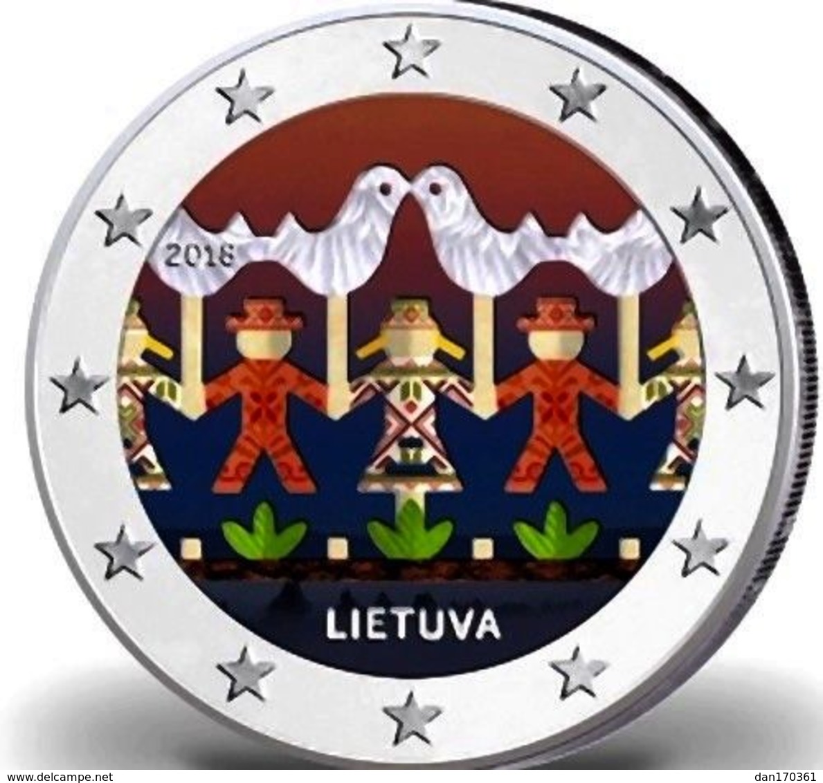 LITUANIE 2018 - FESTIVAL DE LA DANSE - 2 EUROS COMMEMORATIVE-  COULEUR - FARBE- COLORISEE - COULEURS - COLORED - COLOR - Lithuania