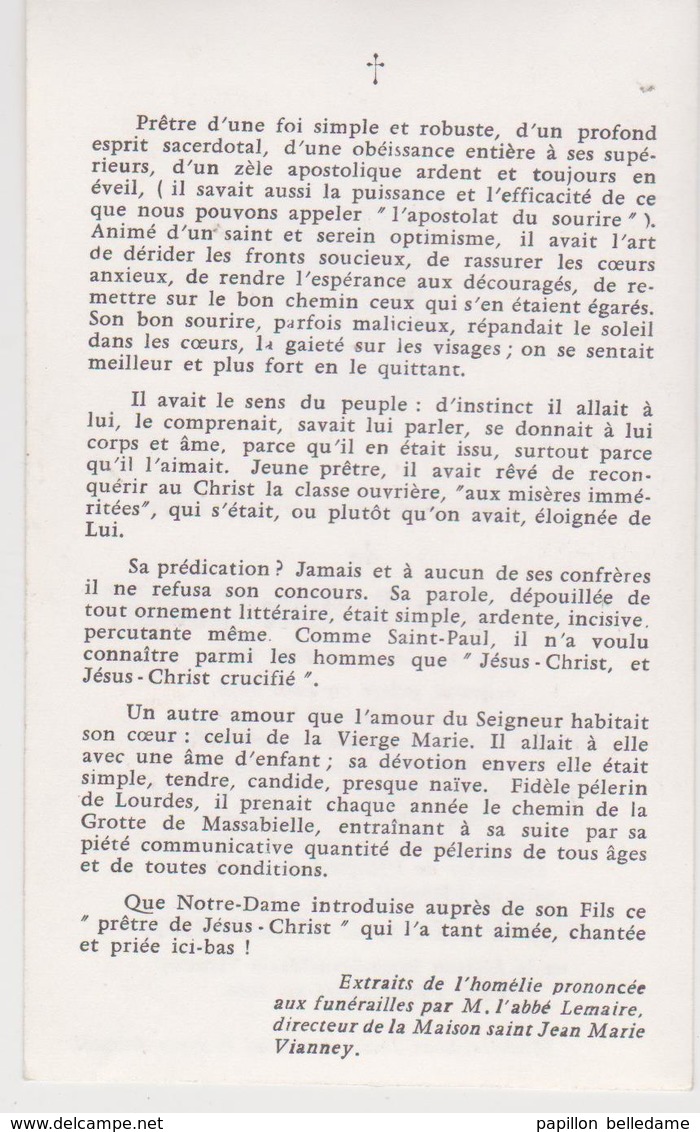 Aniche, Denain, Cambrai Faire-part De Décès De Maître Jean-Baptiste DUDANT Ordonné Prêtre - Overlijden