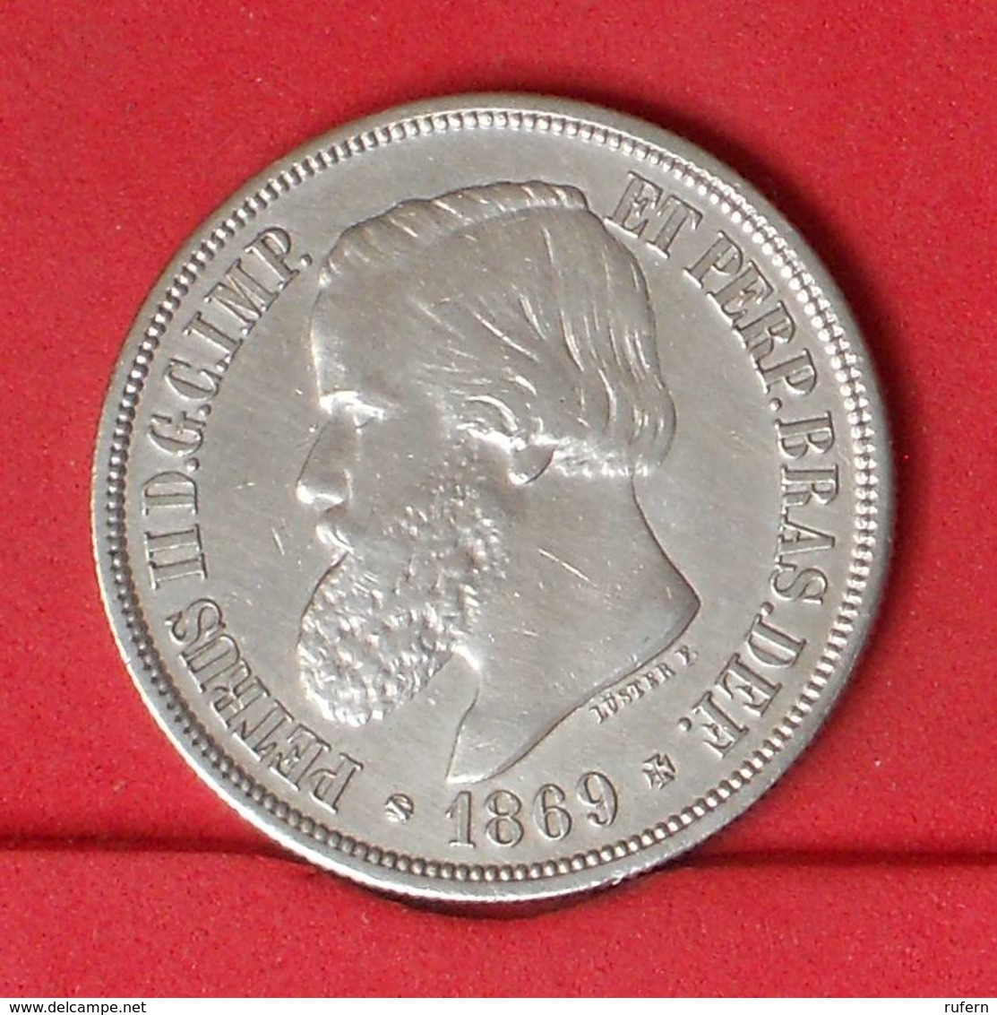 BRAZIL 1000 REIS 1869 - 12,5 GRS - 0,900 SILVER   KM# 476 - (Nº25866) - Brésil