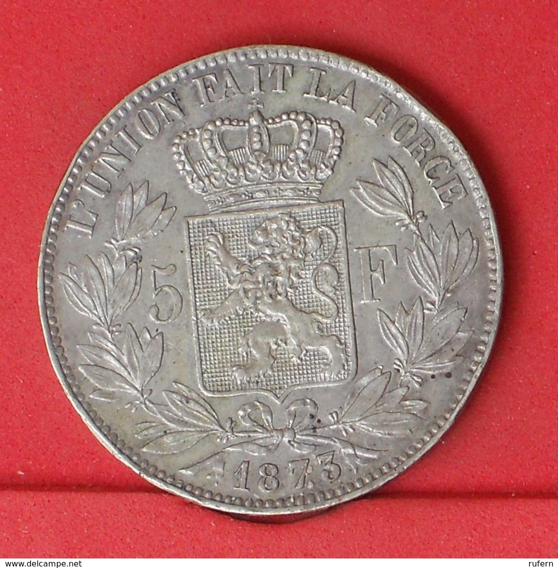 BELGIUM 5 FRANCS 1873 - 25 GRS - 0,900 SILVER   KM# 24 - (Nº25871) - 5 Francs