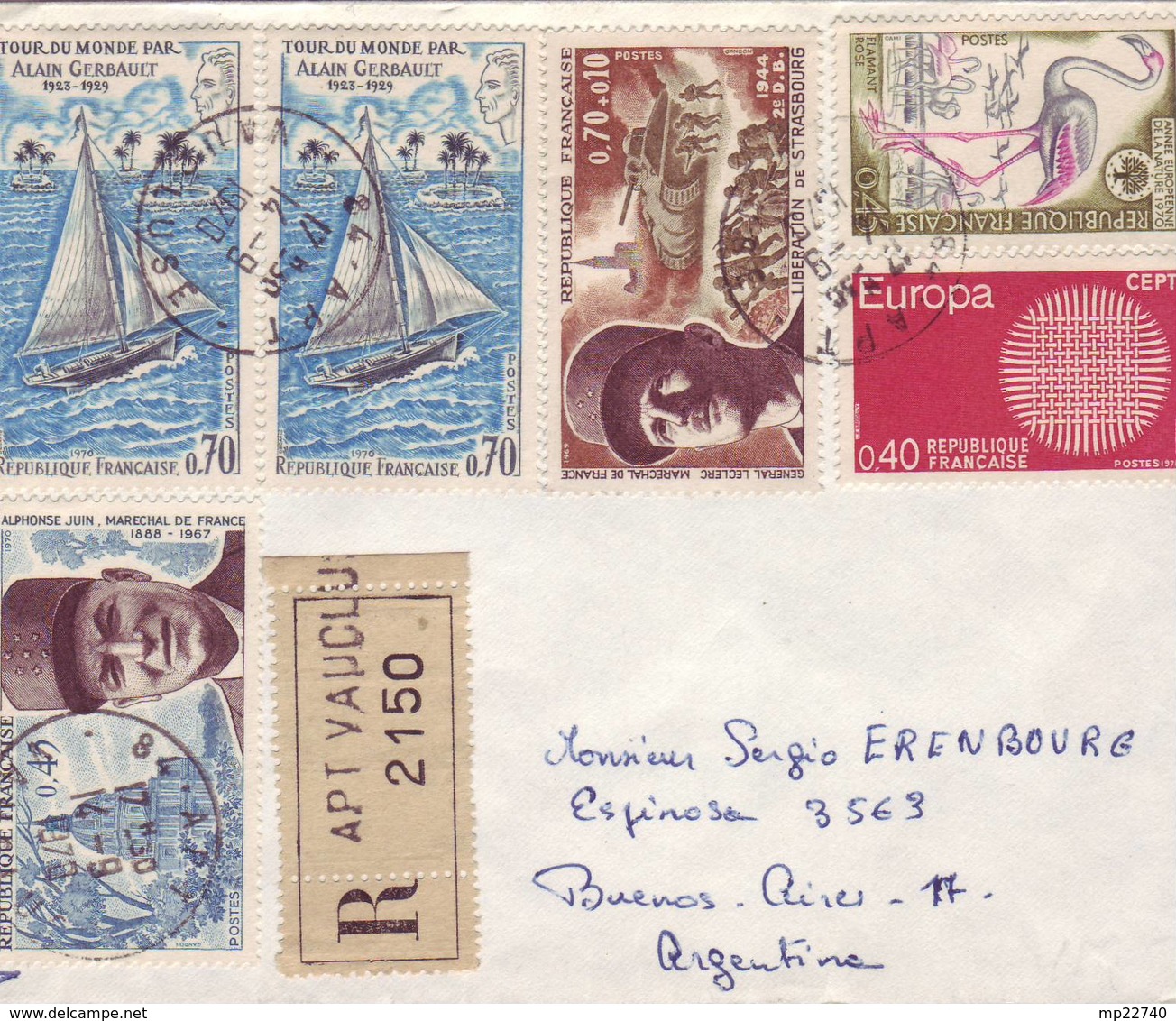 LETTRE D'APT VAUCLUSE POUR ARGENTINE 1970 - 1961-....