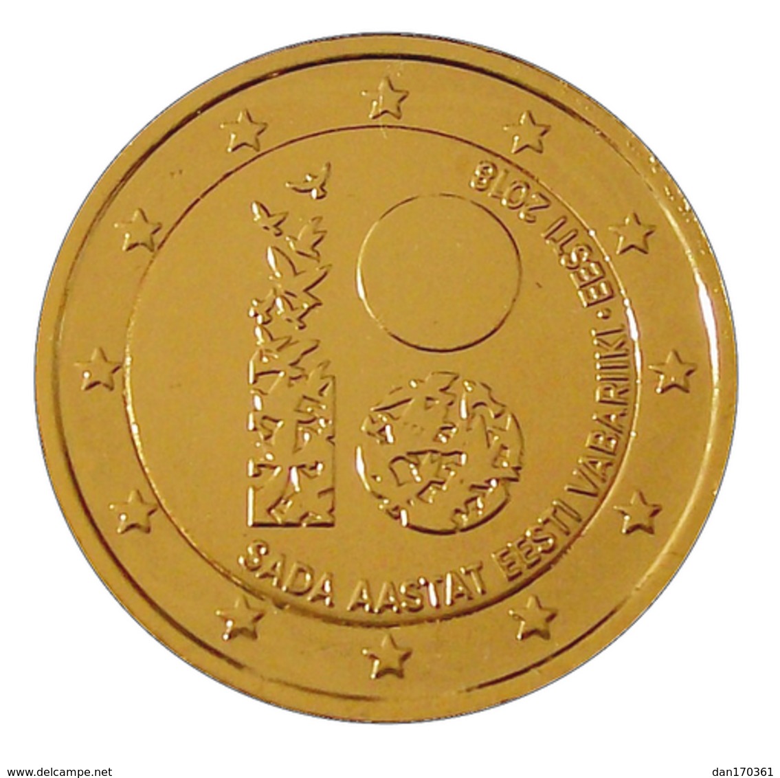 ESTONIE 2018 - 100 ANS DE LA REPUBLIQUE - 2 EUROS COMMEMORATIVE PLAQUÉE OR - Estonie