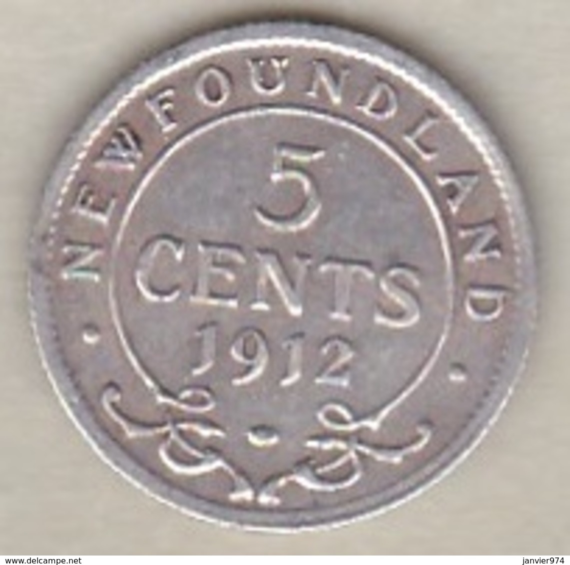 TERRE NEUVE /NEWFOUNDLAND . 5 CENTS 1912. GEORGES V . ARGENT - Canada