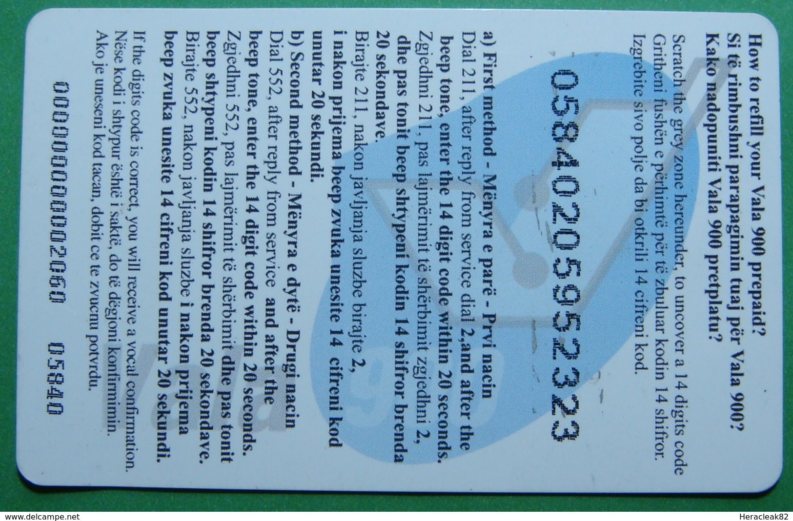 2 Ed.Kosovo PREPAID PHONE CARD 30 EURO USED Operator VALA900 Serial # 05840 *OLD RUG* - Kosovo