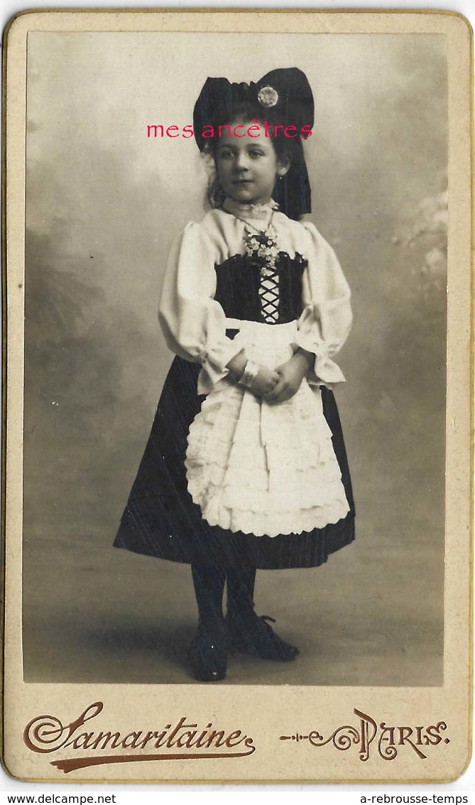 CDV Yvonne MAILLEFERT En Costume Alsacien-photo Samaritaine Paris - Antiche (ante 1900)