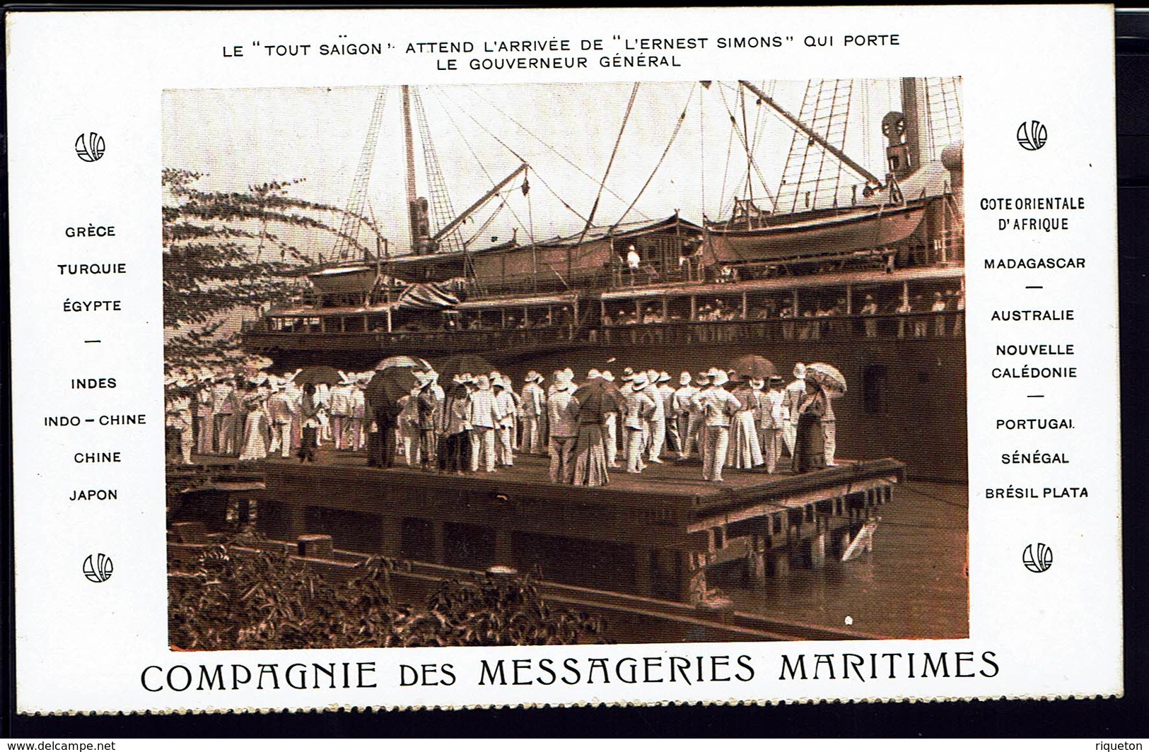 INDOCHINE - CPA Compagnie De Messageries Maritimes - Le Tout Saigon Attend L'arrivée De L'Ernest Simons Et Du Gouverneur - Viêt-Nam