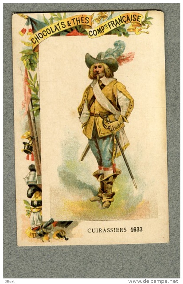 Chromo Cie Française Cuirassiers 1633 Militaire Military Cavalry Old Trade Card - Other & Unclassified