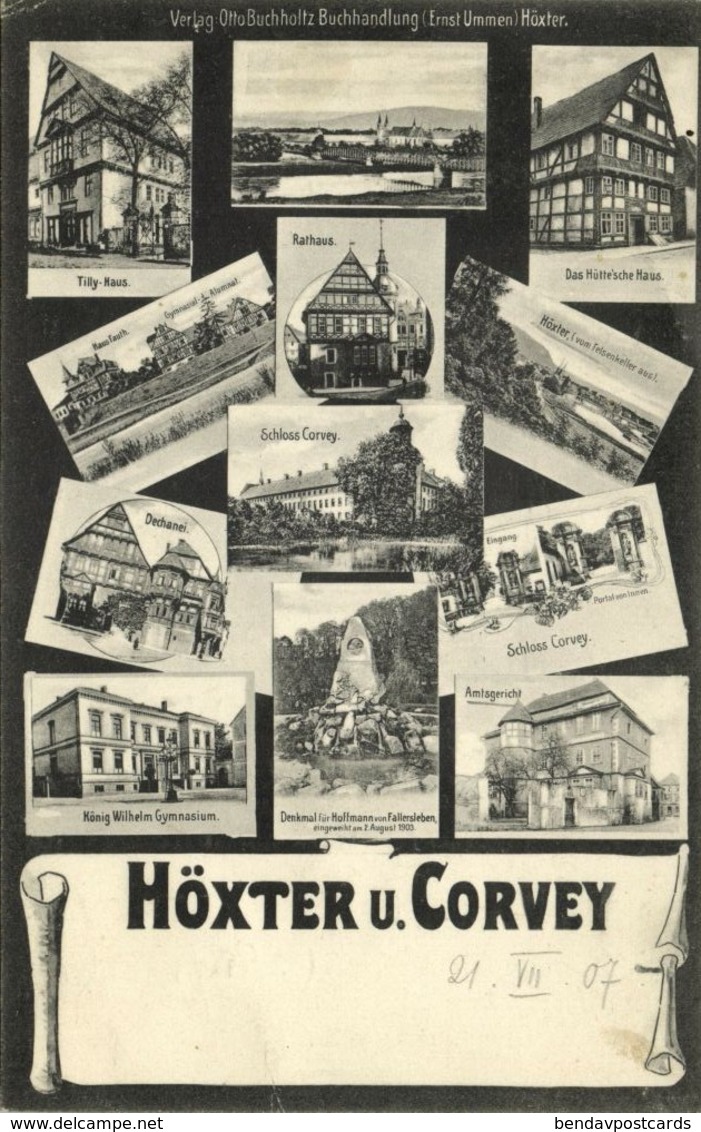 HÖXTER Und Corvey, Schloss, Tilly Haus, Rathaus, Amtsgericht (1907) AK - Hoexter