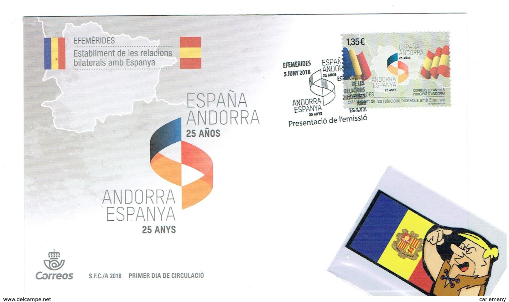 FDC OFICIEL CORREOS 2018 ANN.25 ANYS RELATIONS - Covers & Documents