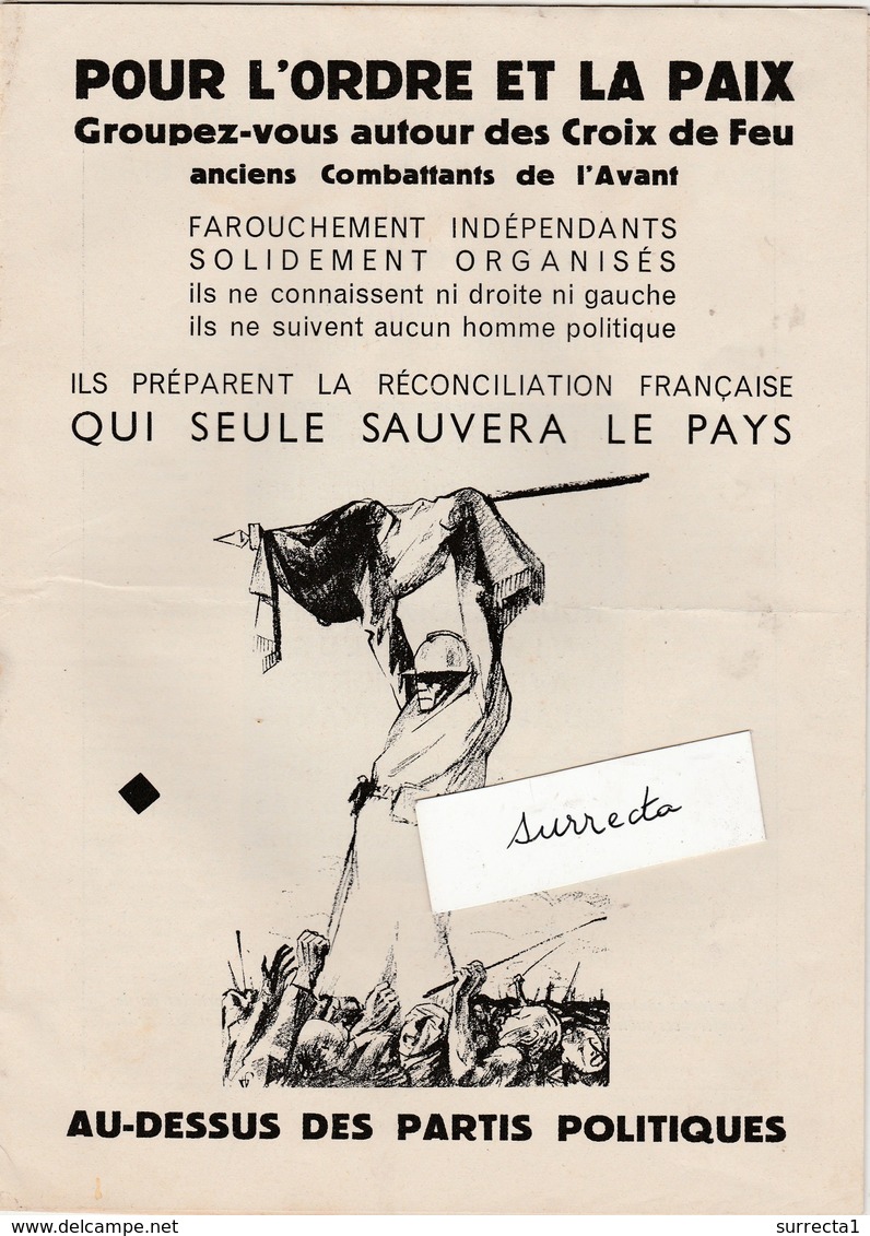 Fascicule Politique 16 Pages Croix De Feu / Briscards / Volontaires Nationaux / Nationalisme / R N Flamme - 1939-45