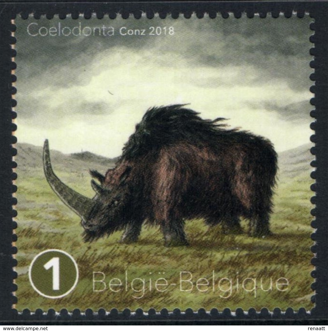 Belgium 2018 MNH, Prehistoric Animals, Coelodonta, Extinct Genus Of Rhinoceros - Préhistoriques