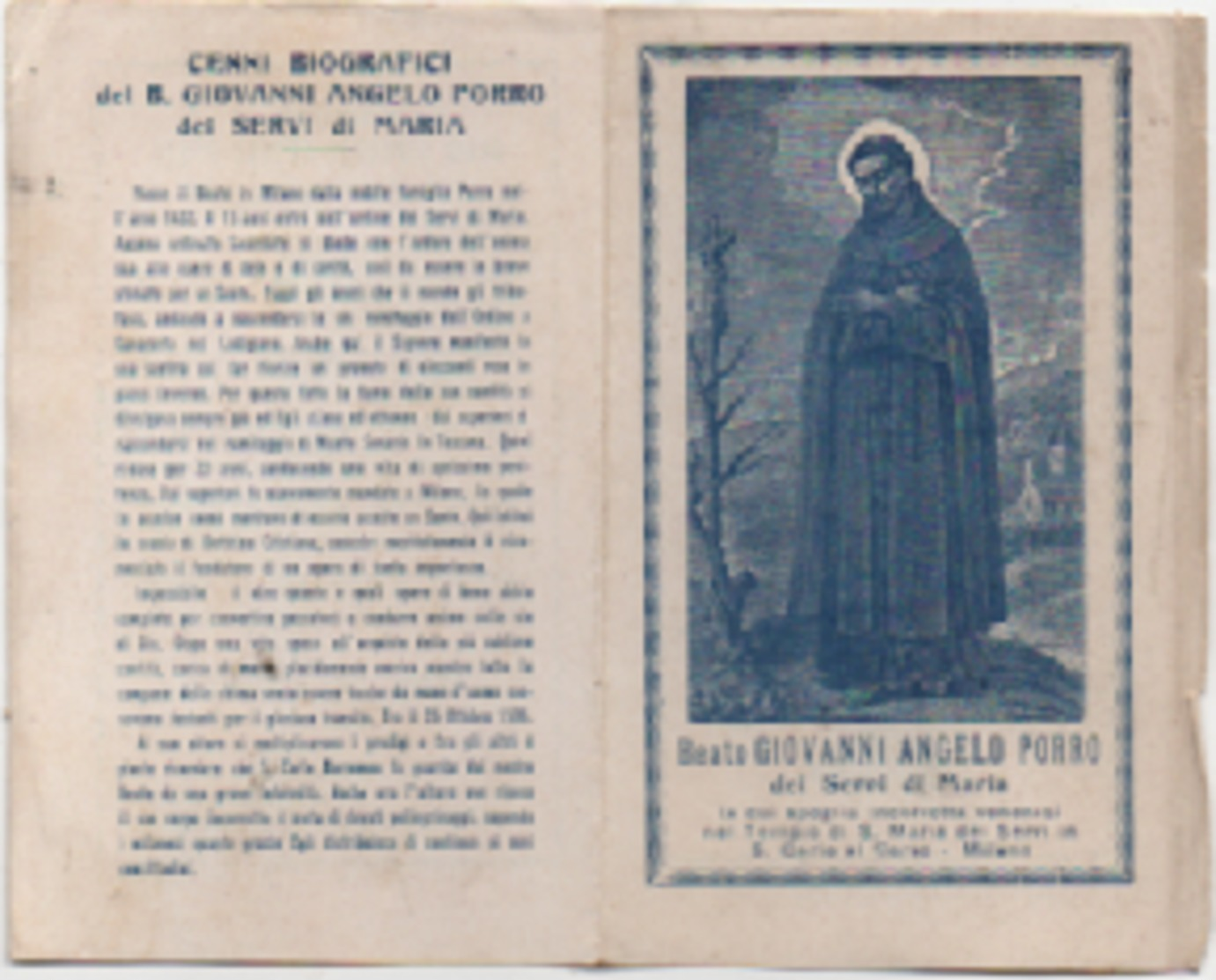 Santino Con Reliquia Del Beato Giovanni Angelo Porro (Barlassina, Monza E Brianza 1451 - Milano 1505) - Santini