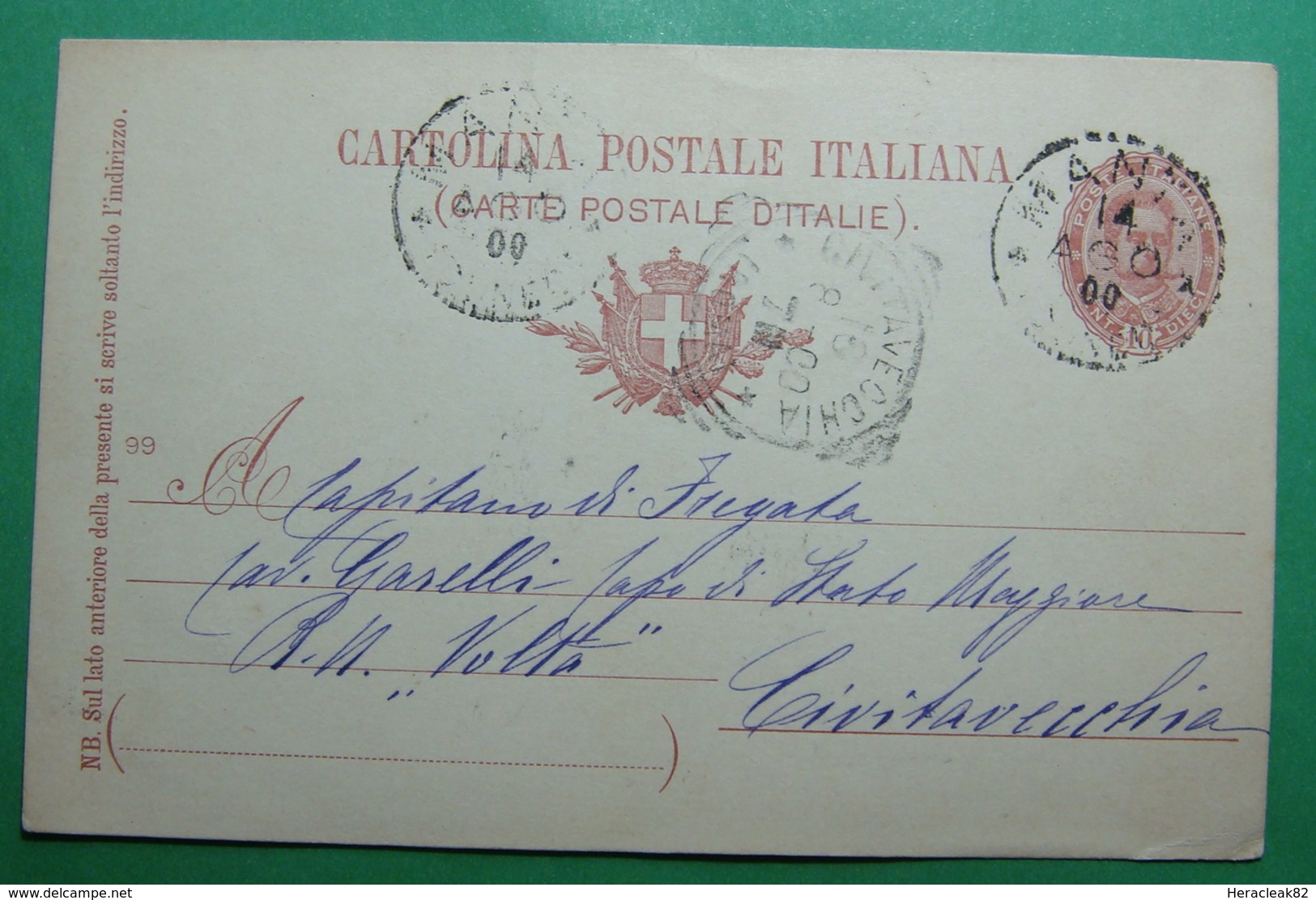1900 ITALIA Cartolina Postale - Postal Stationery 10 Centessimi, Seals: NANTA CUNEO, CIVITAVECCHIA ROMA - Interi Postali