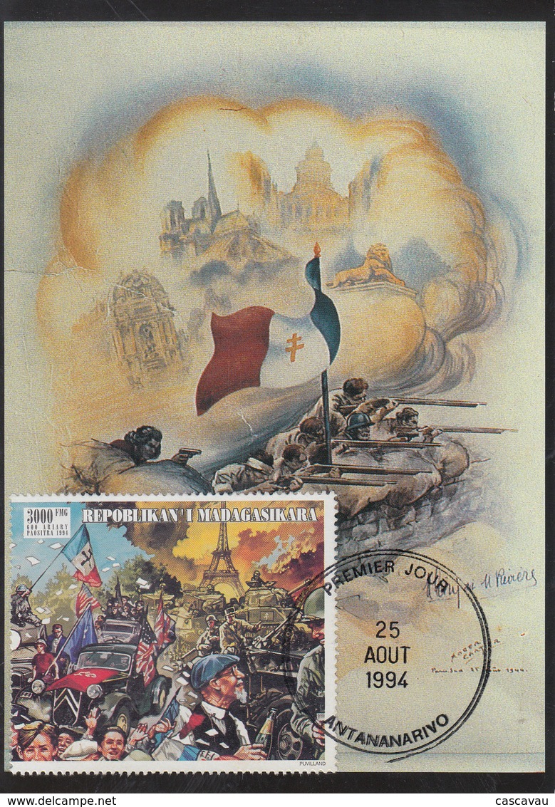 Carte  Maximum  1er  Jour  MADAGASCAR   Anniversaire   Libération  De  PARIS   1994 - Madagascar (1960-...)