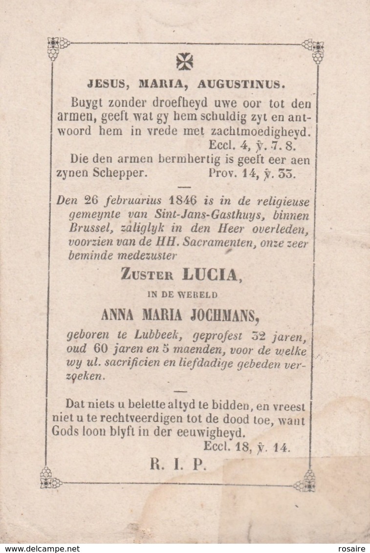 Zuster Anna Maria Jochmans-lubbeek-sint-jans-gasthuys-brussel-1846 - Devotion Images
