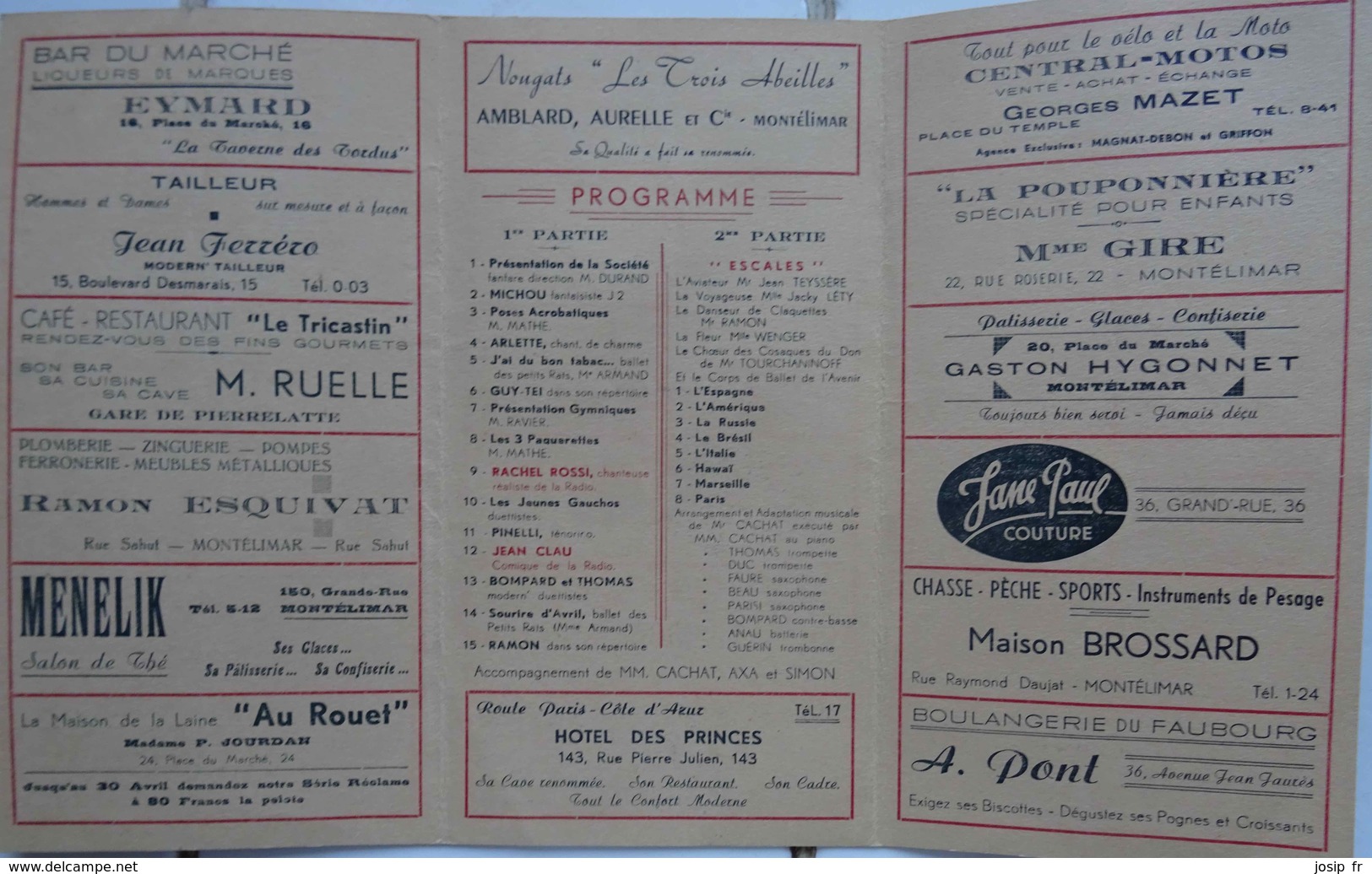 MONTÉLIMAR- PROGRAMME GRAND GALA De MUSIC-HALL De L'AVENIR MONTILIEN- 1950 Au ROYAL-CINÉMA - Programmi