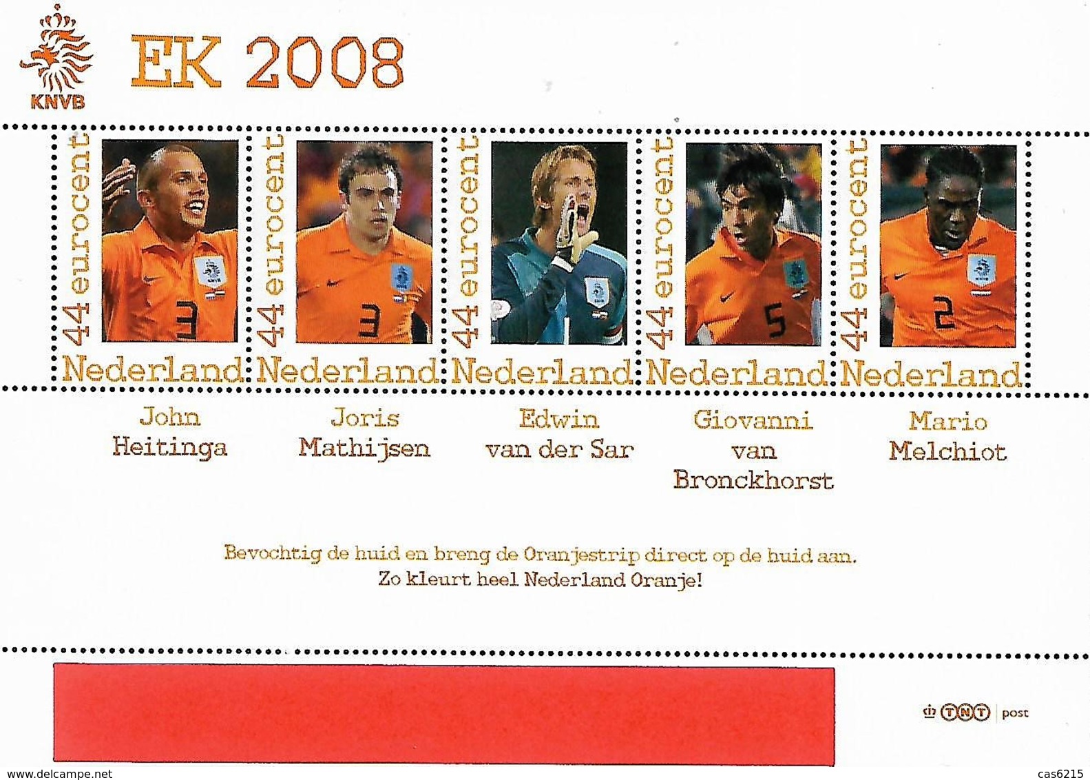 Pays-Bas Netherlands EURO Football 2008 Timbres Personnels TNT / PNL, 1 SS Mnh - Championnat D'Europe (UEFA)