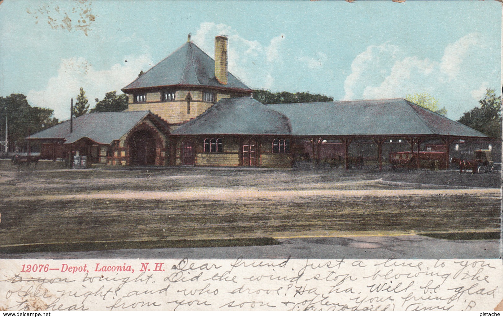 Original 1915 - Laconia New Hampshire - Depot - Railway Station - Gare - Written - 2 Scans - Other & Unclassified