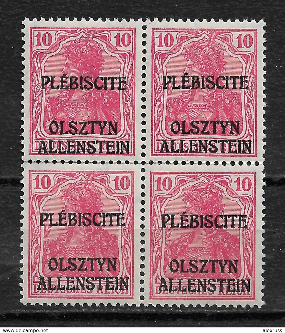 Germany Allenstein 1920,10pf Block Of 4,Scott # 2,VF MNH**OG - Autres & Non Classés