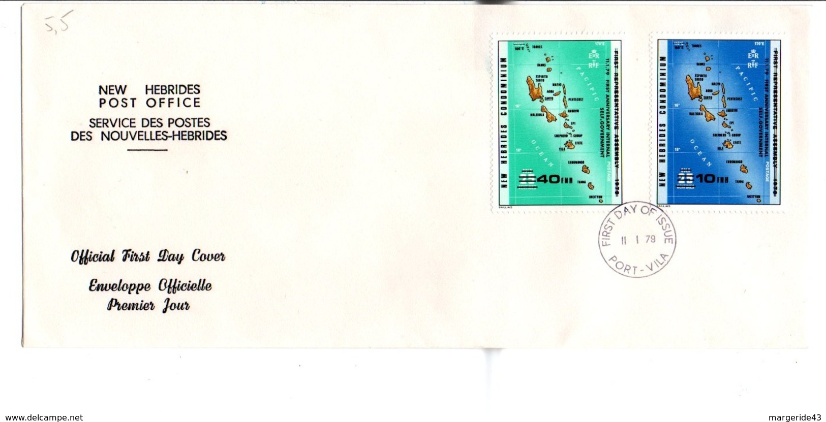 NOUVELLES HEBRIDES FDC 1979  1 ER GOUVERNEMENT AUTONOME - PRIX FIXE - FDC