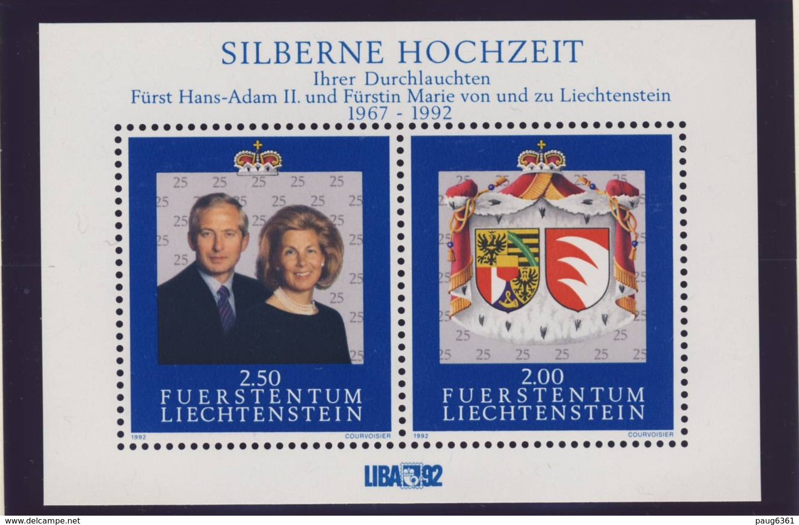 LIECHTENSTEIN 1992  BLOC  COUPLE PRINCIER  YVERT N°17  NEUF MNH** - Blocs & Feuillets