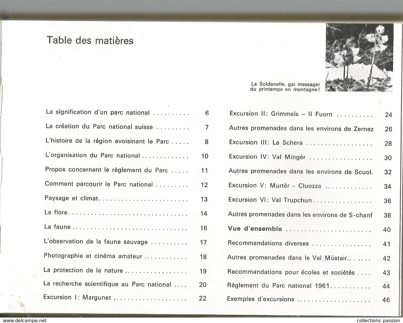Régionalisme , SUISSE ,guide Officiel , LE PARC NATIONAL SUISSE, 47 Pages , 1974 , Photographies ,frais Fr 2.55 E - Non Classés