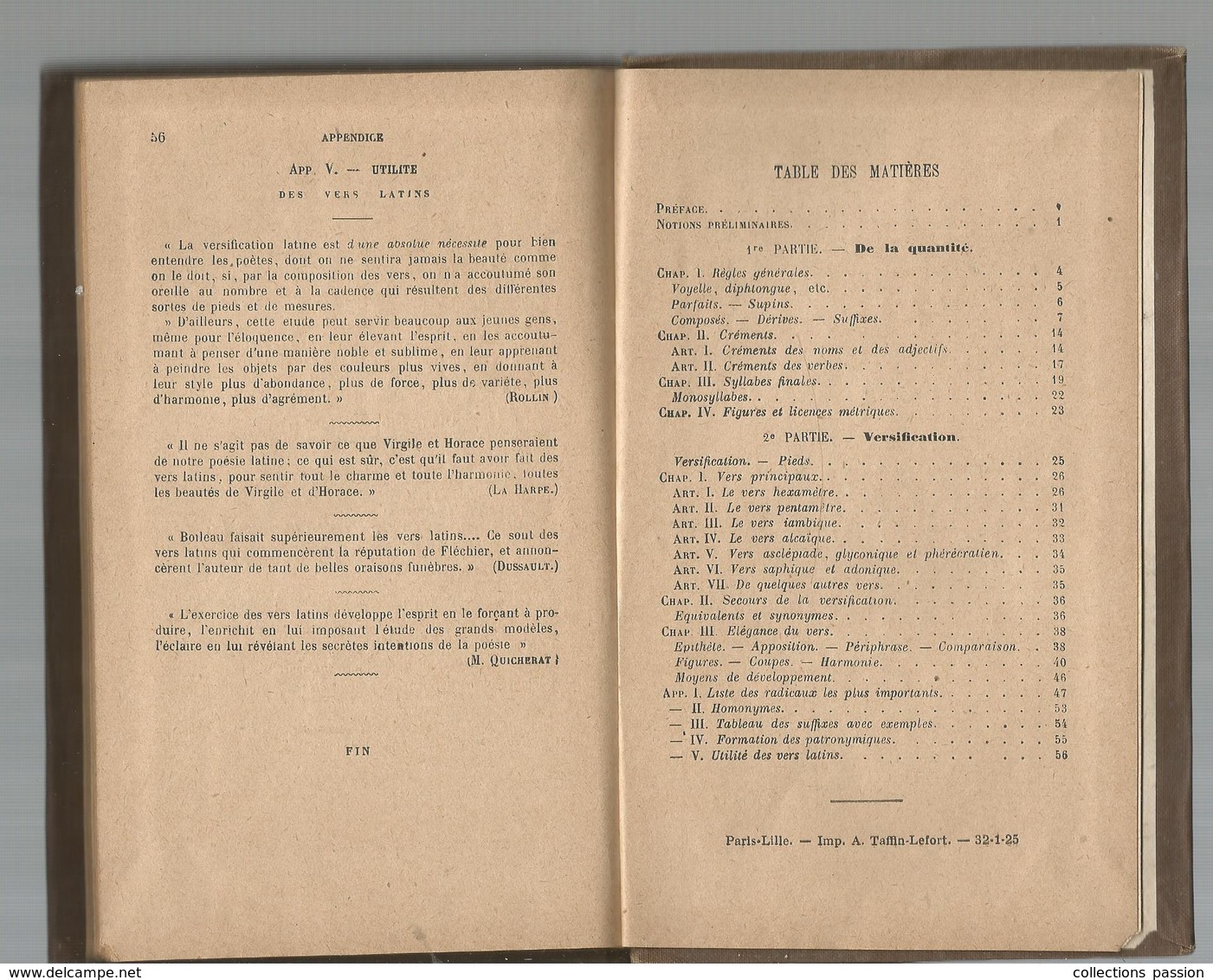 Scolaire , PROSODIE LATINE , P.A. Sengler , Ed. Taffin-Lefort,1925, 57 Pages , Frais Fr 2.55 - 12-18 Ans