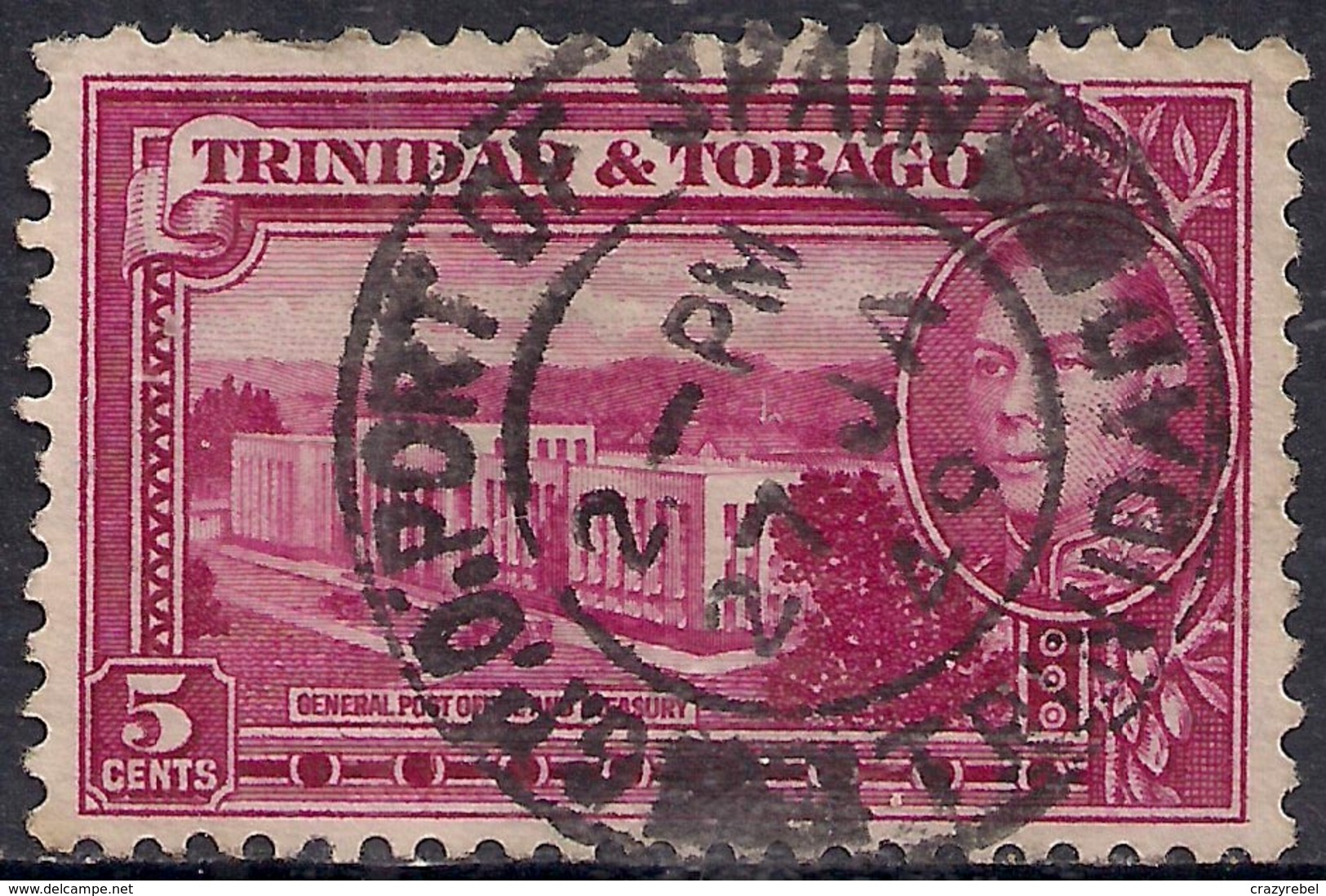 Trinidad & Tobago 1938 - 44 KGV1 5ct GPO & Treasury SG 249b ( G1398 ) - Trinidad & Tobago (...-1961)