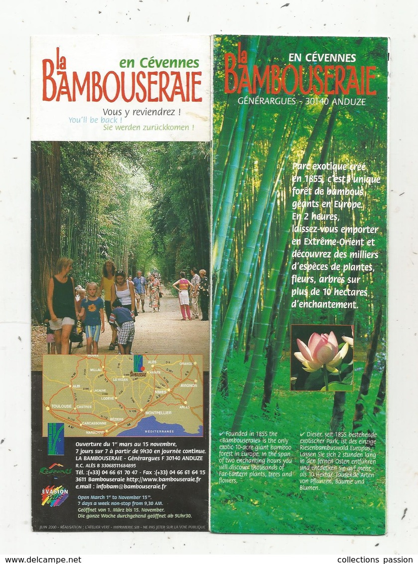 Dépliant Touristique , LA BAMBOUSERAIE , En Cévennes , 30, ANDOUZE , Gard , 16 Pages, 3 Scans - Cuadernillos Turísticos
