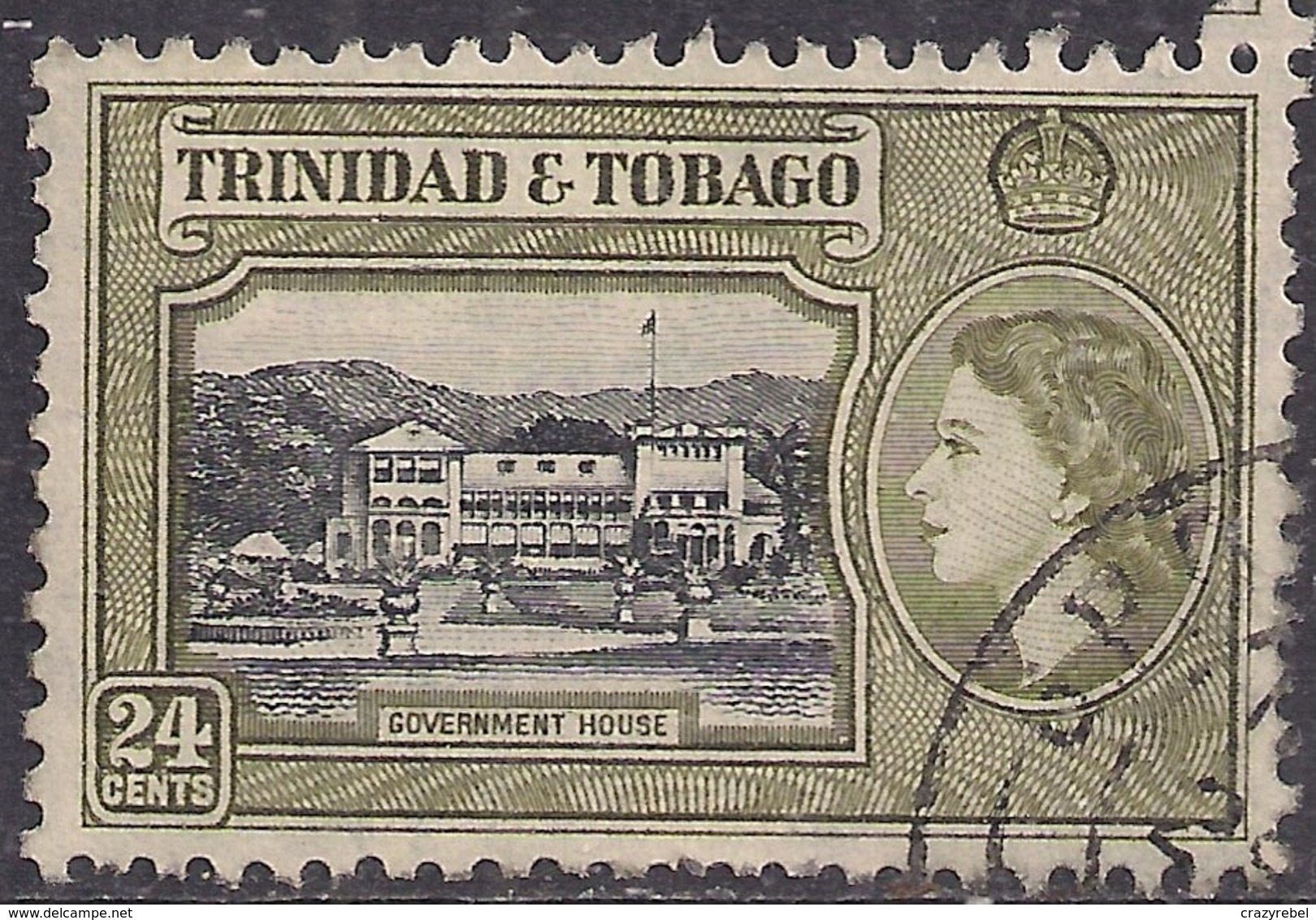 Trinidad & Tobago 1953 - 59 QE2 24cts Black & Olive SG 275 ( G1407 ) - Trinidad & Tobago (...-1961)