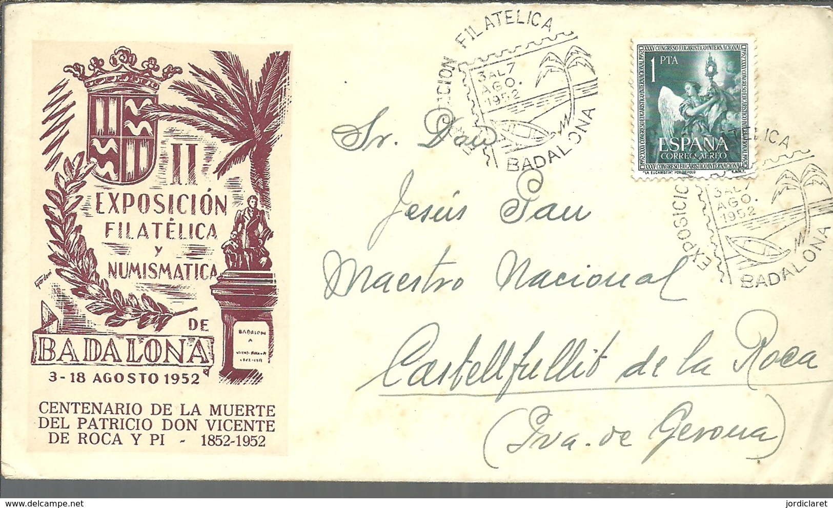 MATASELLOS 1952  BADALONA - Cartas & Documentos