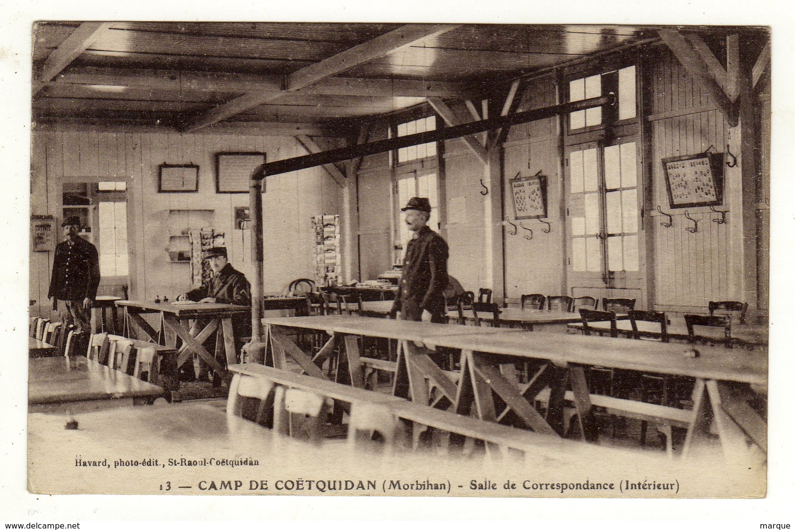 Cpa N° 13 Camp De COETQUIDAN Salle De Correspondance - Guer Coetquidan