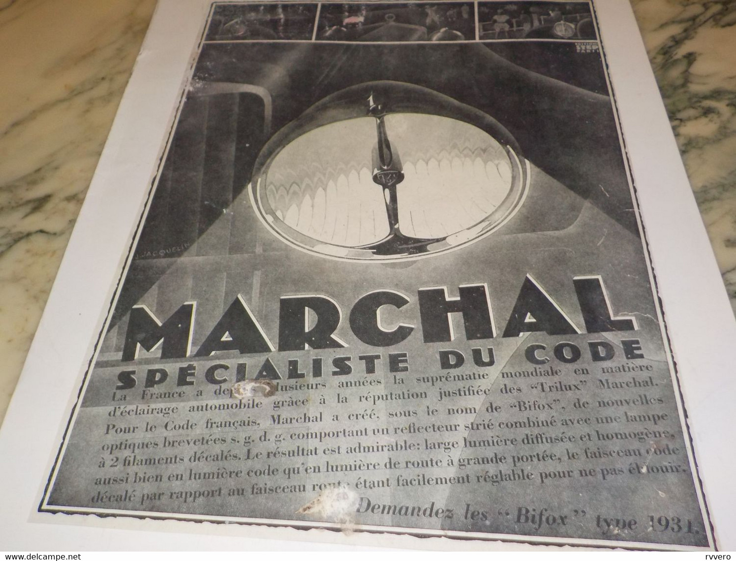 ANCIENNE PUBLICITE SPECIALISTE DU CODE MARCHAL 1930 - Publicités