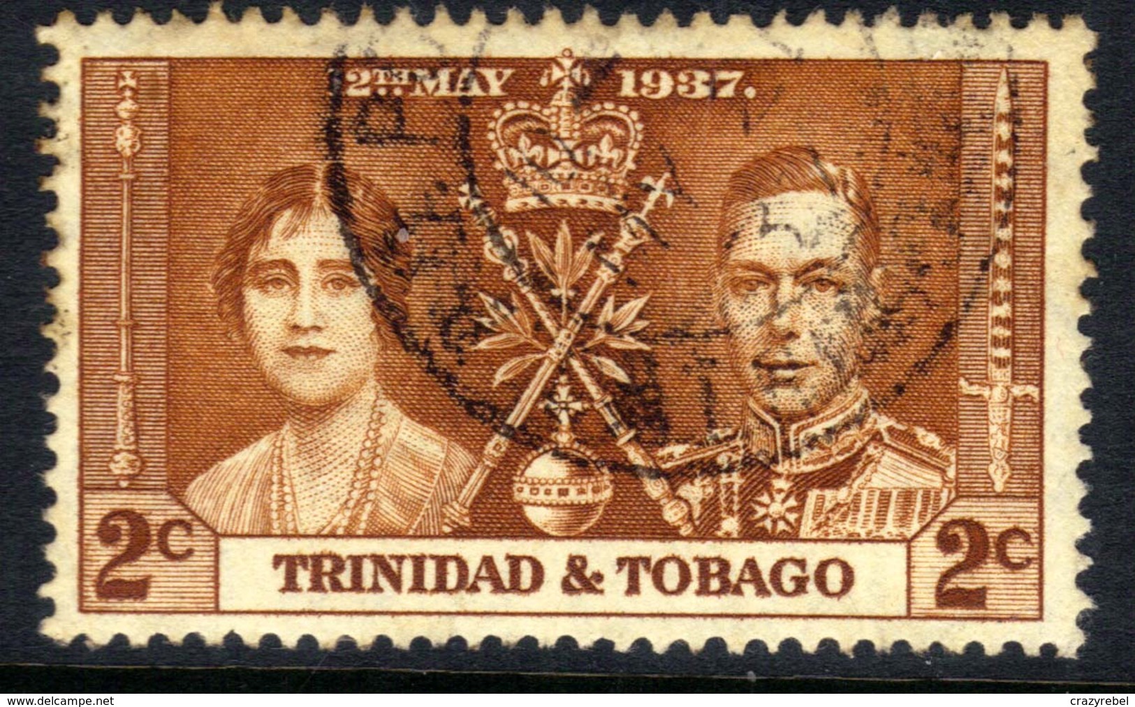 Trinidad & Tobago 1937 KGV1 2ct Yellow Brown Coronation SG 244 ( G1267 ) - Trinidad & Tobago (...-1961)