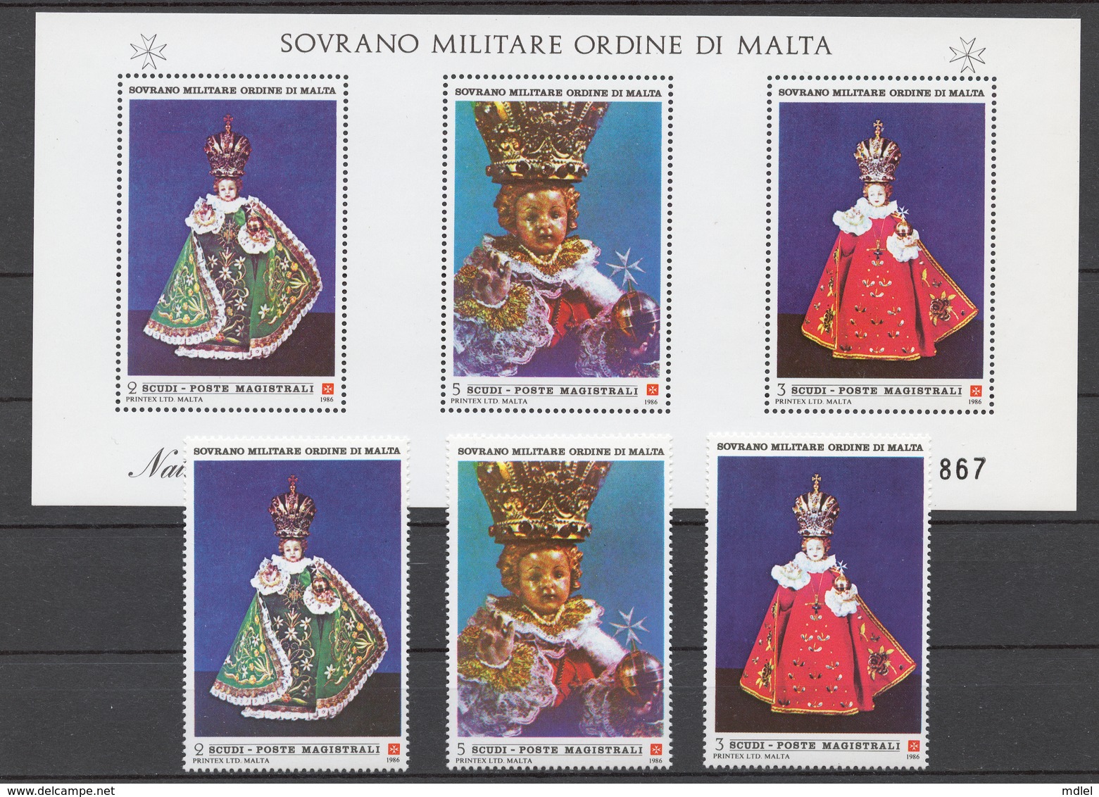 SMOM 1986 Sas# 257-59+ Bl.21** CHRISTMAS - Malta (Orden Von)