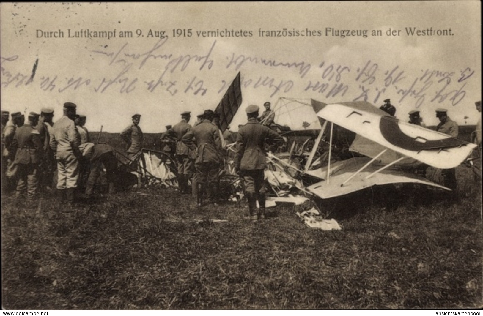 Cp Vernichtetes Französisches Flugzeug An Der Westfront, Luftkampf 1915, I. WK - Autres & Non Classés