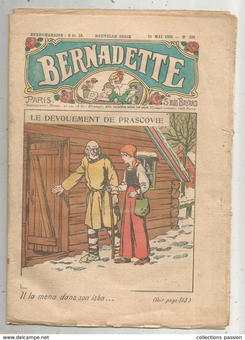 Hebdomadaire , BERNADETTE, 31 Mai 1936, N° 335, Frais Fr 2.35 E - Bernadette