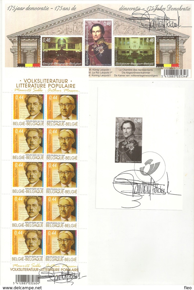 BELG.2006 BL127** Met Handtekening Ontwerper Tevens BF127  Zwart Wit Velletje 2006 - Leopold I & F3464/65** ALLES Met Ha - 1961-2001