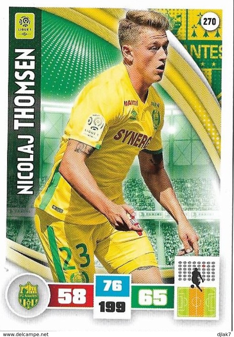 CARTE PANINI ADRENALYN XL LIGUE 1 SAISON 2016-17  FC NANTES NICOLAJ THOMSEN - Trading Cards